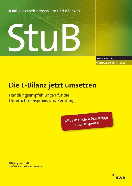 Die E-Bilanz jetzt umsetzen Aprill 2013 - Kleeberg