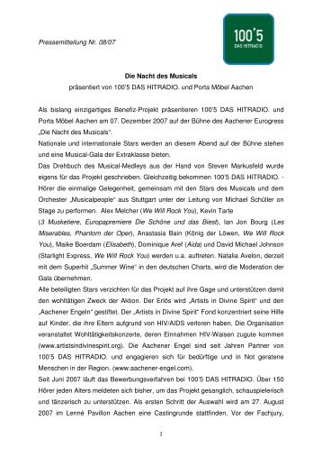 1 Pressemitteilung Nr. 08/07 Die Nacht des ... - Aachener Engel eV