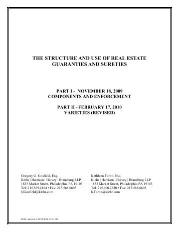 the structure and use of real estate guaranties and sureties