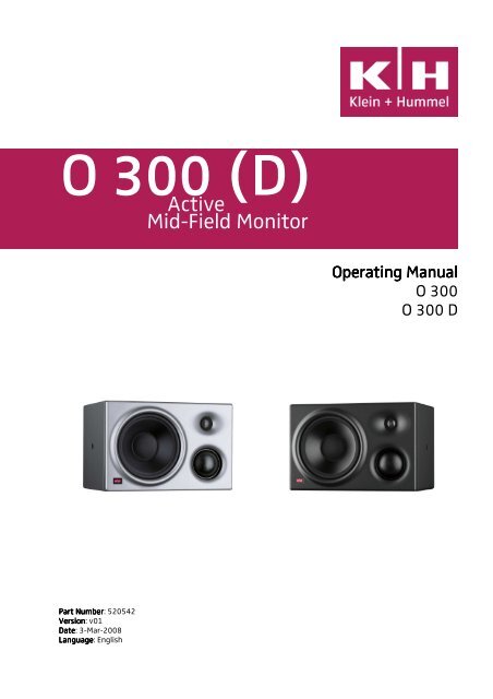 O 300 (D) Operating Manual v01 - Klein + Hummel