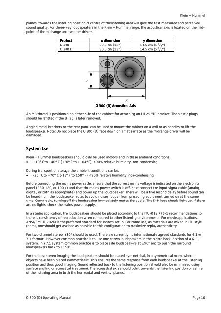 O 300 (D) Operating Manual v01 - Klein + Hummel