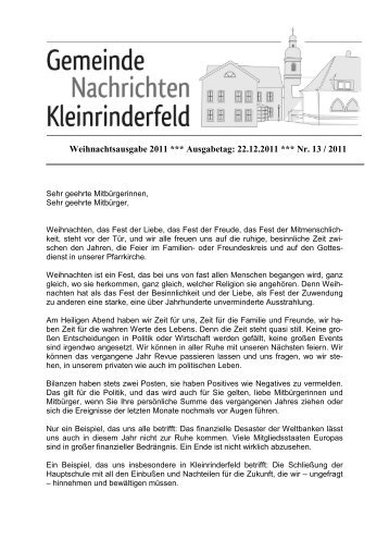 Weihnachtsausgabe 2011 - Gemeinde Kleinrinderfeld
