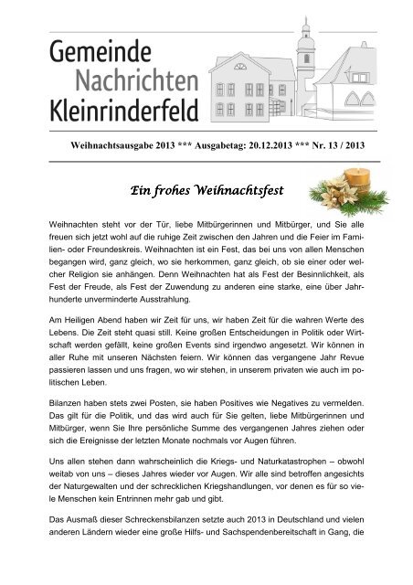 13 - Weihnachtsausgabe - Gemeinde Kleinrinderfeld