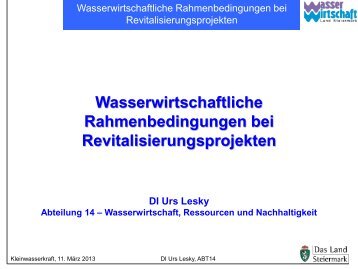 Wasserwirtschaftliche Rahmenbedingungen bei der Revitalisierung