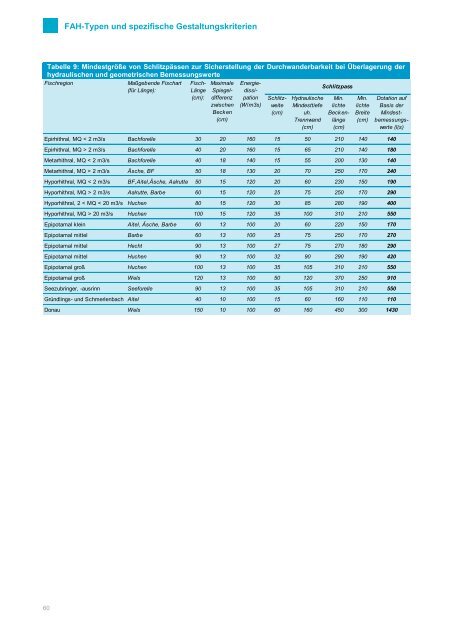 Leitfaden zum Bau von Fischaufstiegshilfen (FAHs) Entwurf