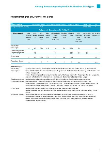 Leitfaden zum Bau von Fischaufstiegshilfen (FAHs) Entwurf