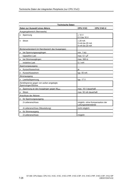 Automatisierungssystem S7-300 CPU-Daten CPU 31xC und ... - H