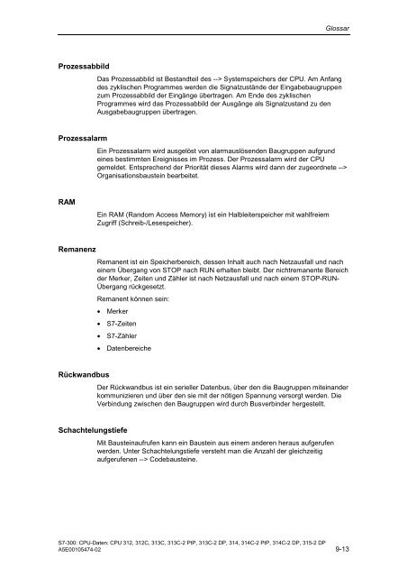 Automatisierungssystem S7-300 CPU-Daten CPU 31xC und ... - H