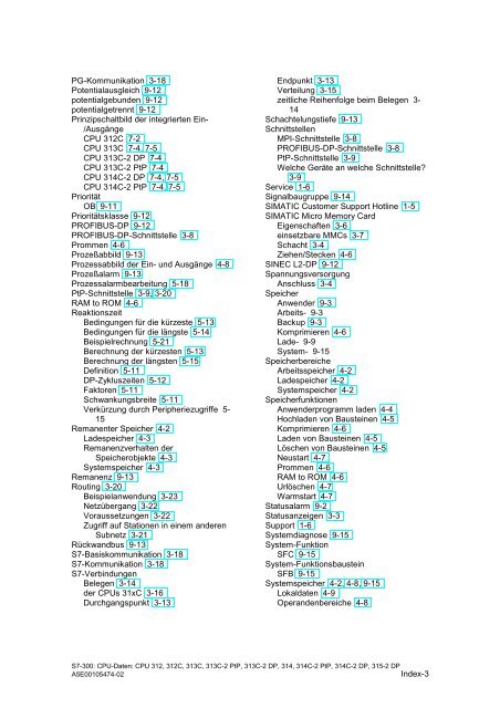 Automatisierungssystem S7-300 CPU-Daten CPU 31xC und ... - H