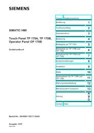 Touch Panel TP 170A, TP 170B, Operator Panel OP 170B - Siemens