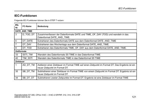 Operationsliste S7-300 CPU 312C, 313C, 313C-2 PtP, 313C-2 ... - H