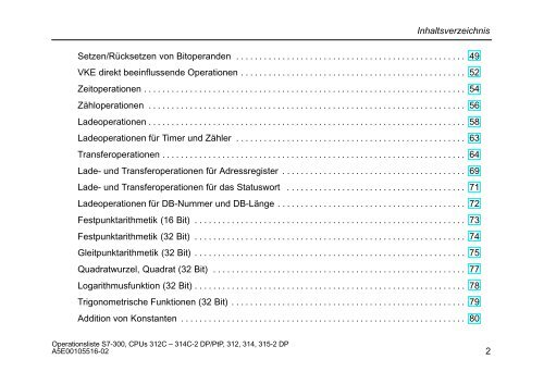 Operationsliste S7-300 CPU 312C, 313C, 313C-2 PtP, 313C-2 ... - H