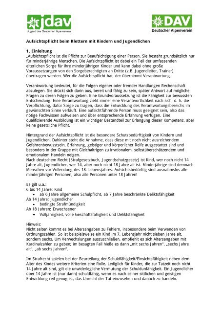 Aufsichtspflicht Beim Klettern Mit Kindern Und Jugendlichen 1