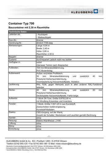 Container Typ 700 - Kleusberg GmbH & Co. KG