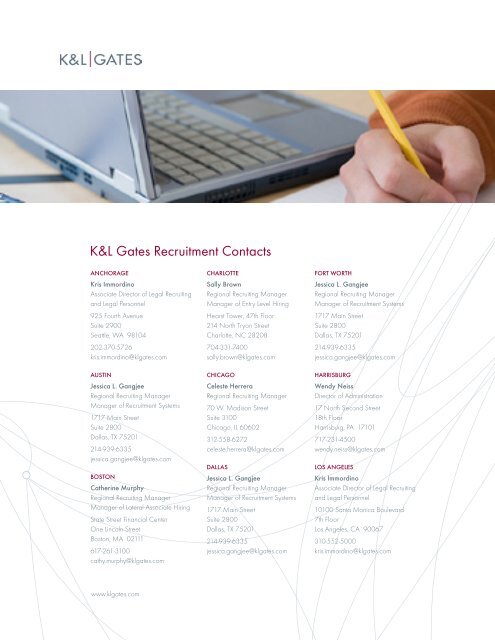 K&L Gates Recruitment Contacts