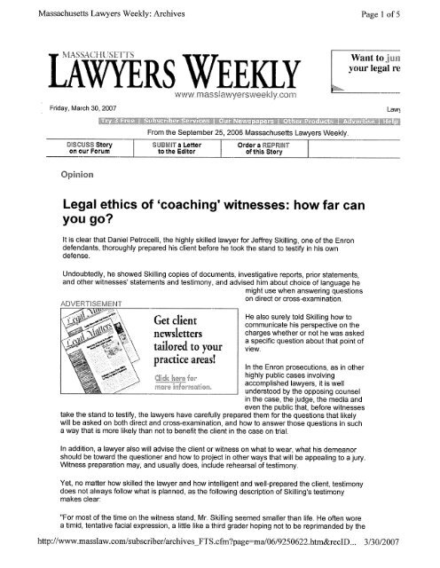 Legal ethics of coaching witnesses: how far can you go?