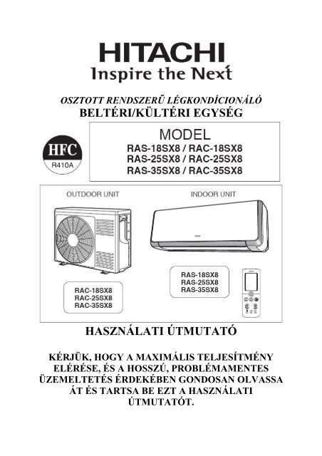 Hitachi klíma használati útmutató