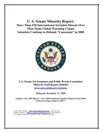 U. S. Senate Minority Report: - Klimaforschung