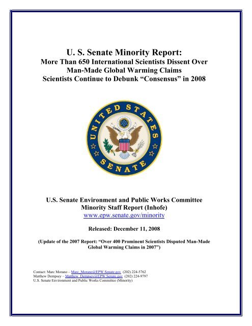 U. S. Senate Minority Report: - Klimaforschung