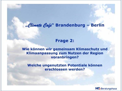 Climate Cafe Brandenburg Berlin