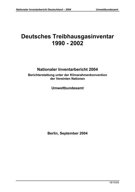 Deutsches Treibhausgasinventar 1990 - 2002 - Umweltbundesamt