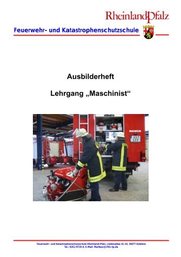 Ausbilderheft Lehrgang „Maschinist“ Feuerwehr -  und ...
