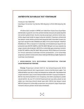 Antibiyotik duyarlÄ±lÄ±k test yÃ¶ntemleri (Nuri ÃZKÃTÃK) - Klimik