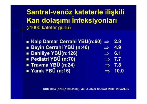 Damar iÃ§i kateterle Ä°liÅkili Kan DolaÅÄ±mÄ± Ä°nfeksiyonlarÄ± ve ... - Klimik