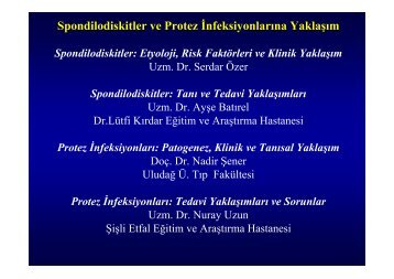 Spondilodiskitler ve Protez Ä°nfeksiyonlarÄ±na YaklaÅÄ±m - Klimik