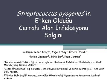 Streptococcus pyogenes'in etken olduÄu cerrahi alan ... - Klimik