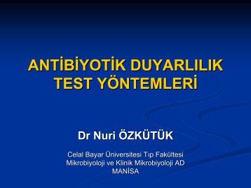 Antibiyotik duyarlÄ±lÄ±k test yÃ¶ntemleri - Klimik