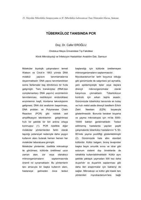tÃ¼berkÃ¼loz tanÄ±sÄ±nda pcr - Klimik