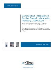 Competitive Intelligence for the Global ... - Kline & Company