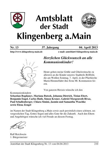 Amtsblatt Nr. 13 - Klingenberg am Main