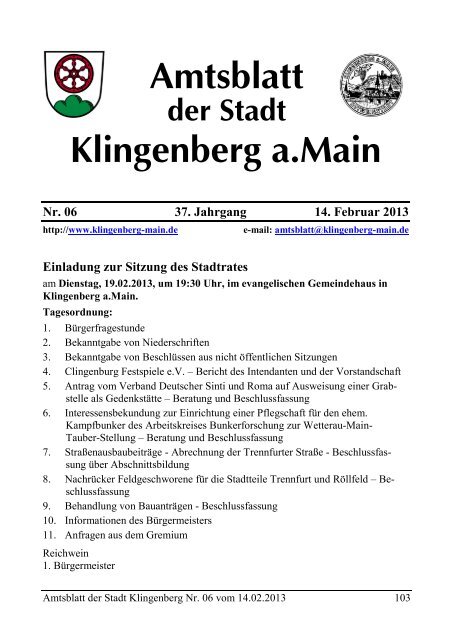 Amtsblatt Nr. 6 - Klingenberg am Main