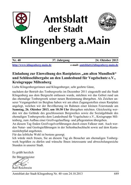 Amtsblatt Nr. 40 - Klingenberg am Main