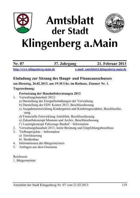 Amtsblatt Nr. 7 - Klingenberg am Main