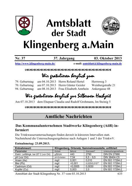 Amtsblatt Nr. 37 - Klingenberg am Main