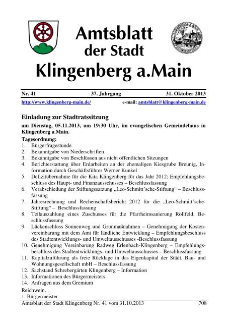 Amtsblatt Nr. 41 - Klingenberg am Main