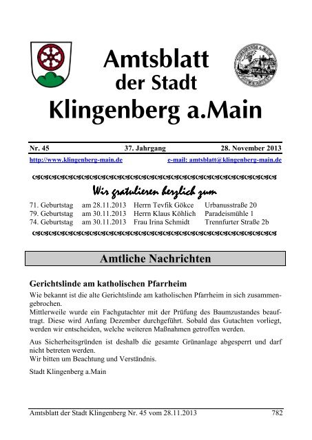 Amtsblatt Nr. 45 - Klingenberg am Main