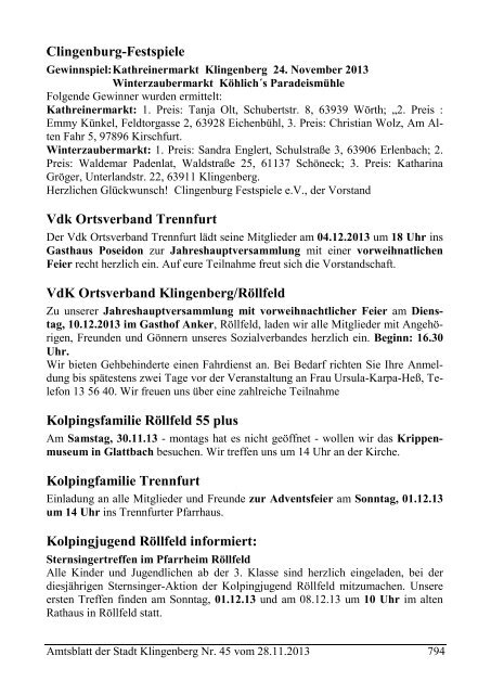 Amtsblatt Nr. 45 - Klingenberg am Main