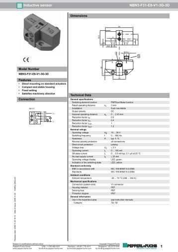 1 Inductive sensor NBN3-F31-E8-V1-3G-3D - Klinger Danmark A/S