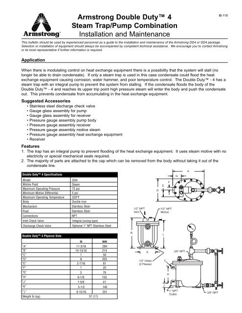 Double Duty 4 Steam Trap/Pump Combination - Armstrong ...