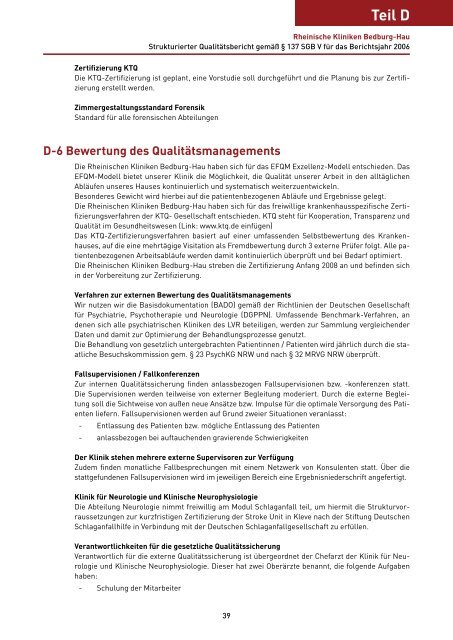 Qualitätsbericht 2006 - LVR-Klinik Bedburg-Hau ...