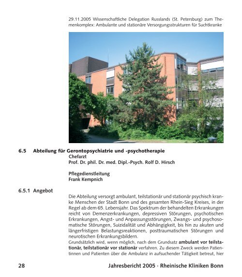 Medizinischer Jahresbericht, 2005 - LVR-Klinik Bonn ...