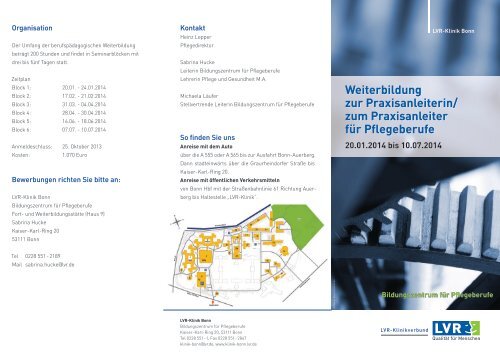 Weiterbildung zur Praxisanleiterin/ zum ... - LVR-Klinik Bonn