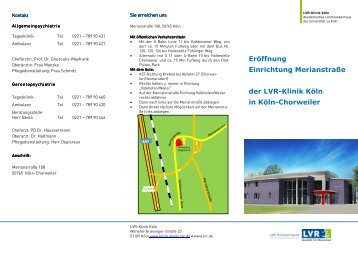 Flyer zur Eröffnung der Merianstraße - LVR-Klinik Köln