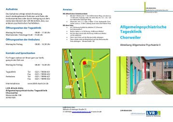 Allgemeinpsychiatrische Tagesklinik Chorweiler - LVR-Klinik Köln