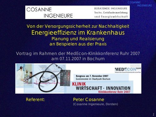 Energieeffizienz im Krankenhaus - KLINIKKONFERENZ RUHR 2011