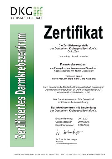 Zertifikat Darmkrebszentrum (PDF)